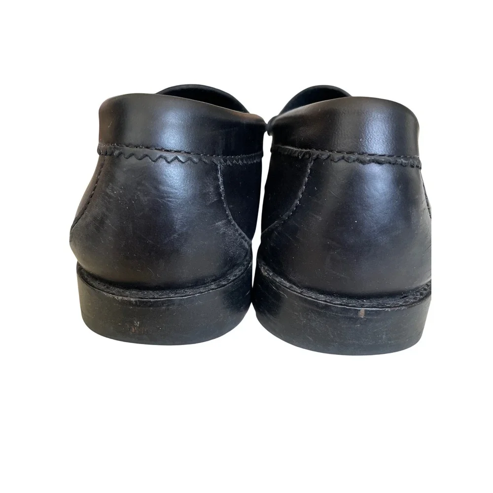 J.Crew Mens Camden Black Leather Penny Loafers BJ009 Size 9 Slip On Dress Shoes